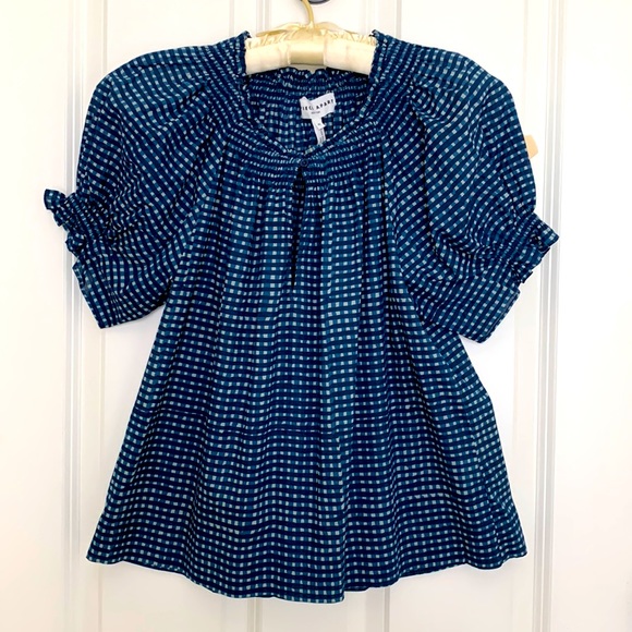 Apiece Apart Tops - Apiece Apart Kasin Top, Mini Gingham Indigo, XS